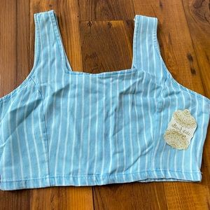 Altar’d state pinstripe denim cropped tank top L
